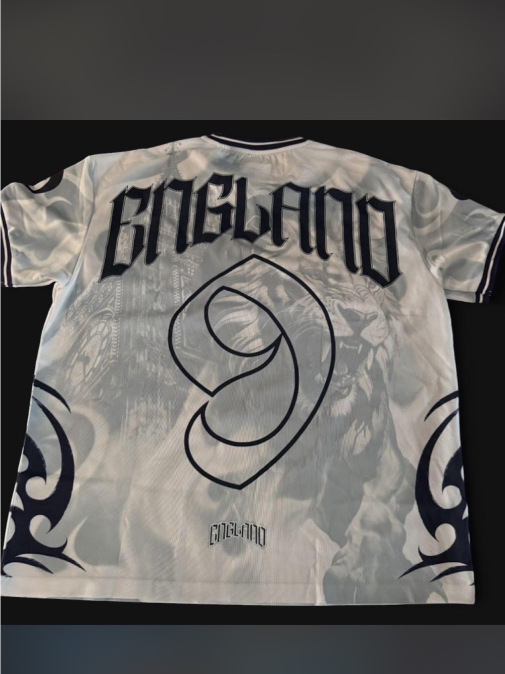 YoungLA England Number 9 Graphic Jersey - White/Navy